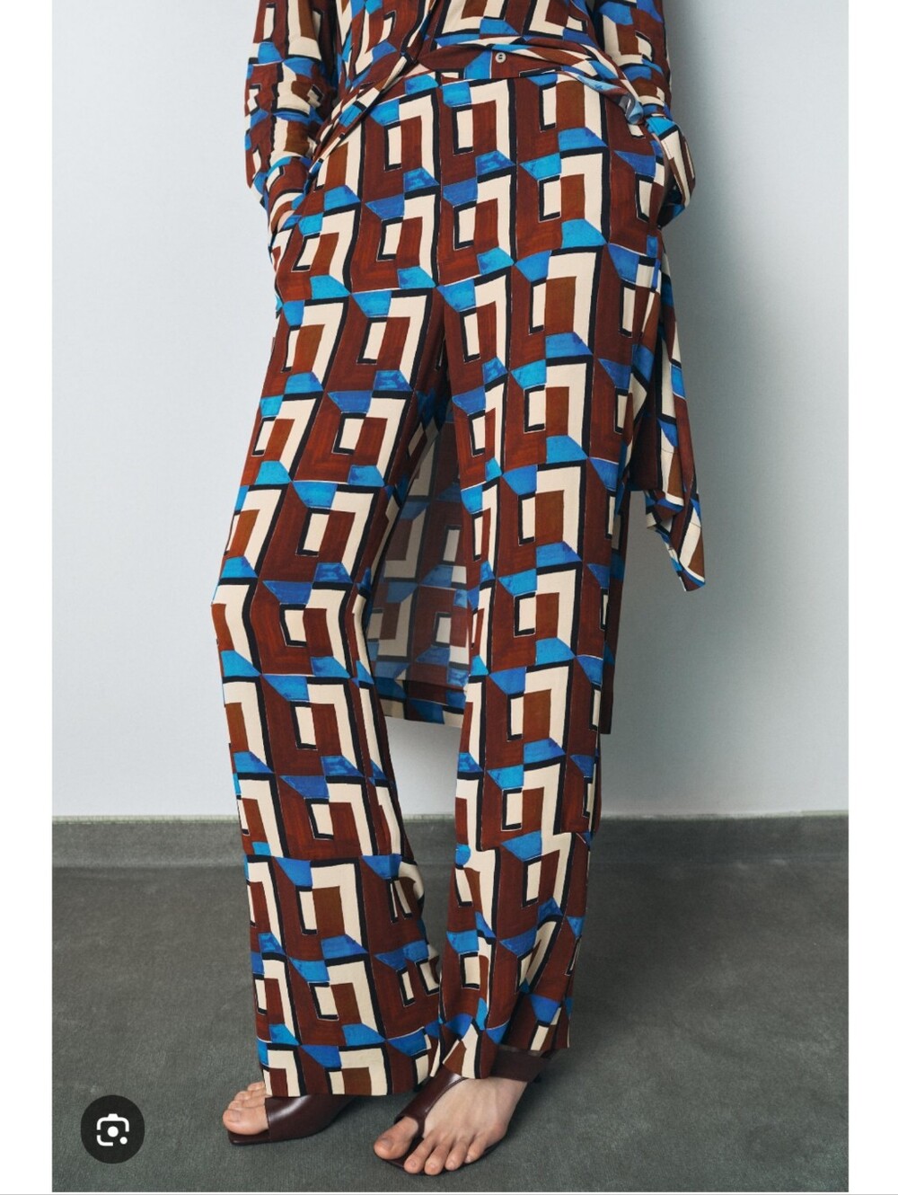 Zara Geometric Print Wide-Leg Pants